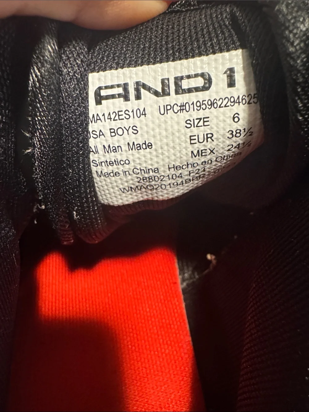And1 Kids Black and Red High-Top Sneakers